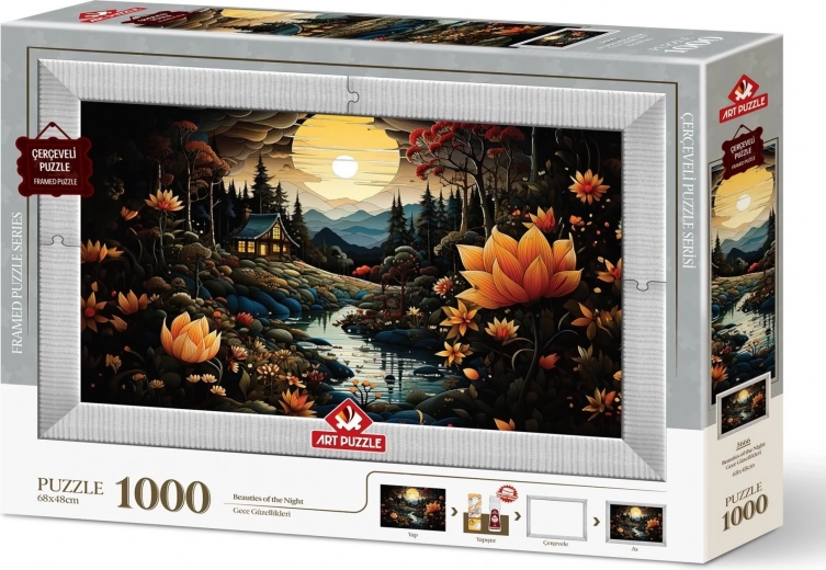 Puzzle Nachtschönheiten 3in1 mit Rahmen und Kleber, 1000 Teile