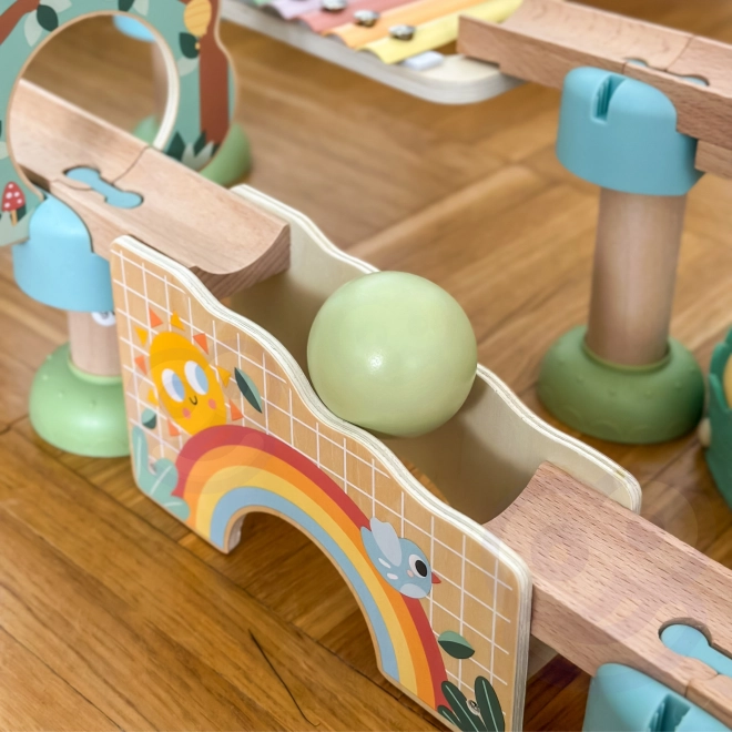 Holz-Kugelbahn mit Xylophon Tooky Toy 44 Stk.