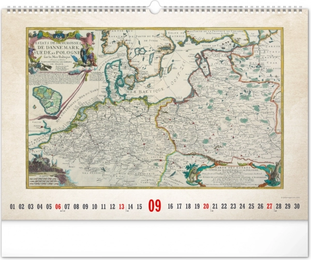Wandkalender Alte Karten 2026