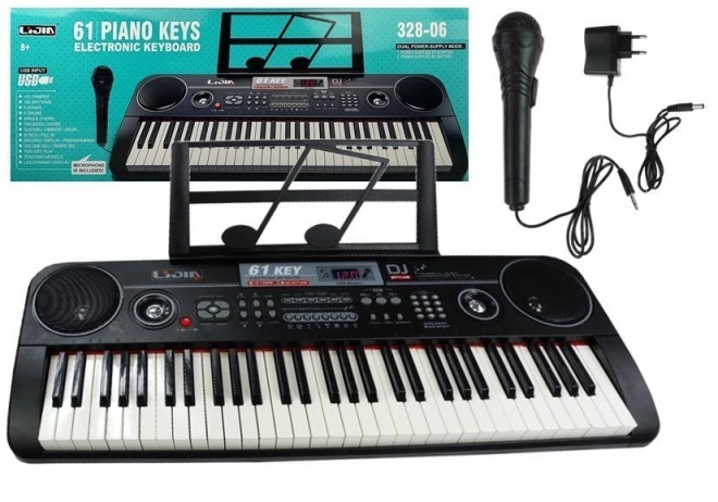 Musik Keyboard Set mit Mikrofon und Netzteil