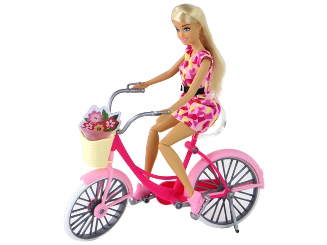 Anlily Puppe mit Fahrrad Set in Pink