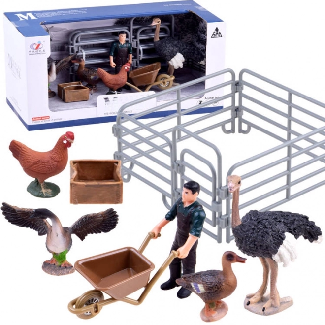 Tierfiguren Bauernhof Spielset mit Huhn und Strauß – B