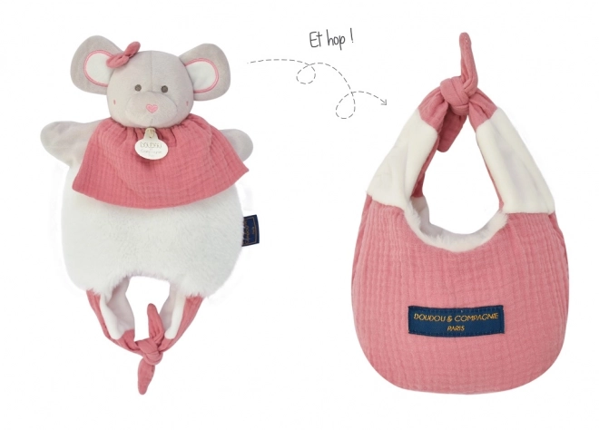 3-in-1 Kuscheltuch Maus in Tasche