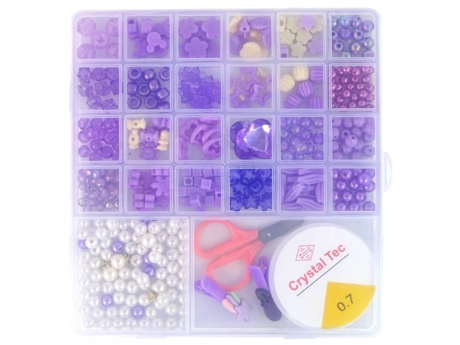 Set aus Perlen zur Schmuckherstellung, violette Clips