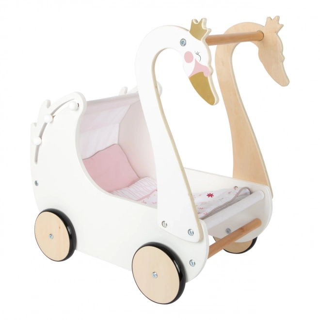 Kinderholzpuppenwagen Schwan