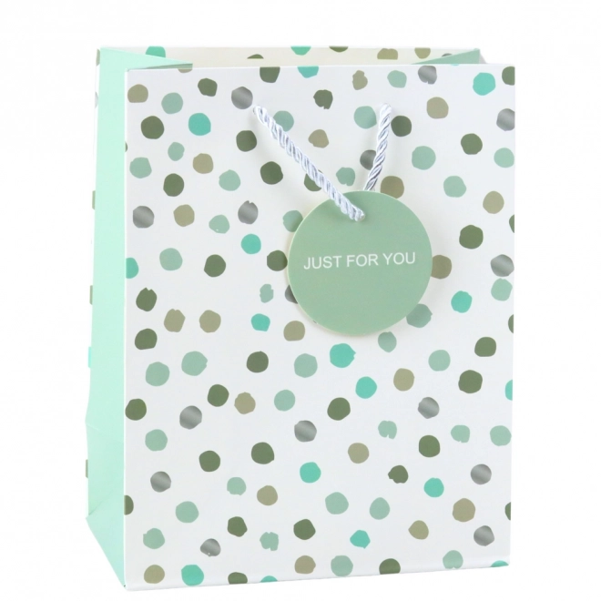 Geschenktasche mit Punkten und dem Aufdruck Just For You