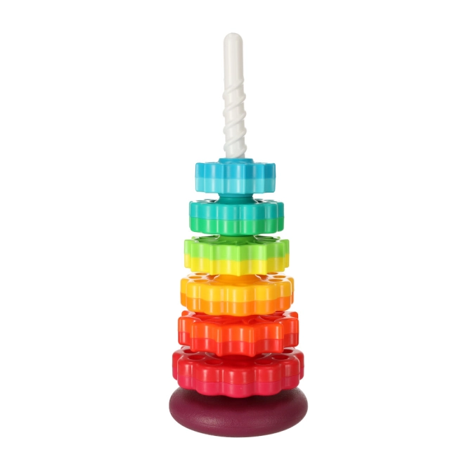 Spiralstange und rotierende gezahnte Ringe