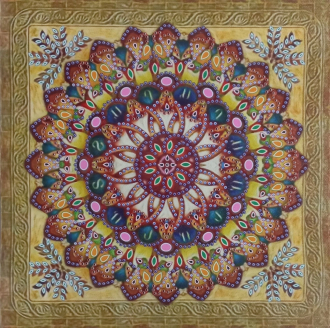 Mandala Diamenten Mosaik 7D Rot-Gelber Kreis