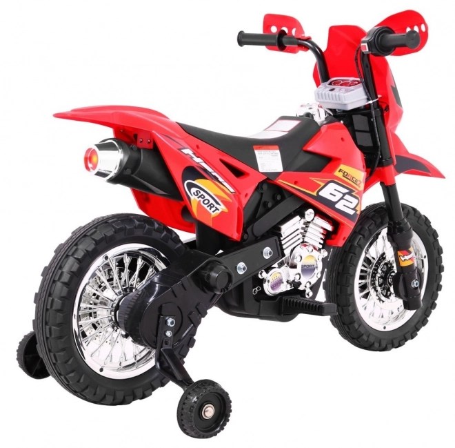 Elektrokinder Motorrad Rot mit Hilfsrädern und LED-Sounds