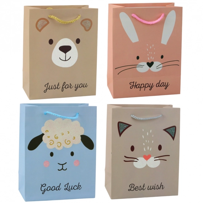 Geschenktasche aus Papier Tiere glitzernd