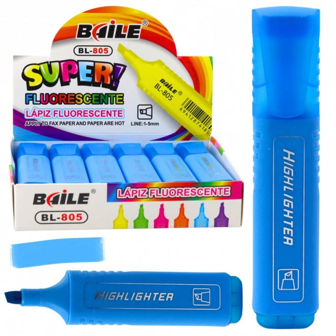 Neongelber Textmarker intensiv blau