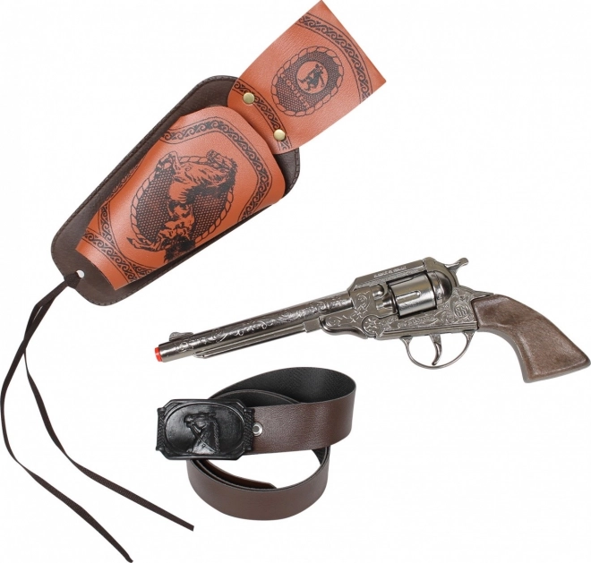 Metallischer Cowboy-Revolver mit Holster