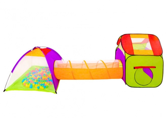 Bunter 3-in-1 Spielplatz: Haus, Zelt und Tunnel