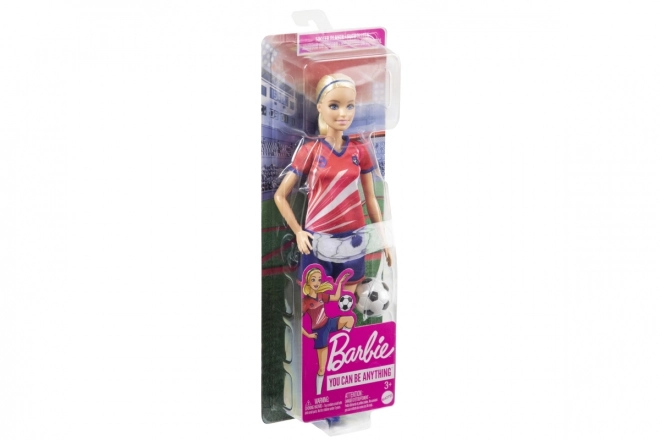 Barbie Fußballspielerin in rotem Trikot