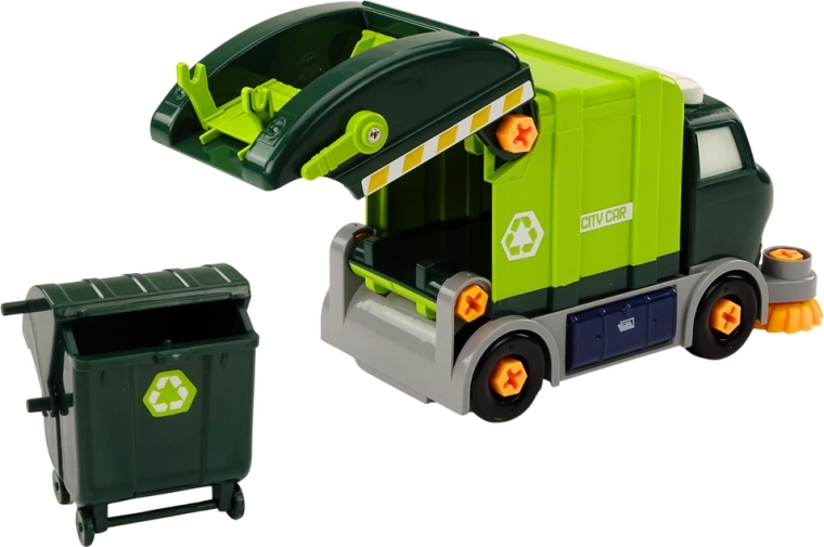 Recyclingfahrzeug mit Mülleimer