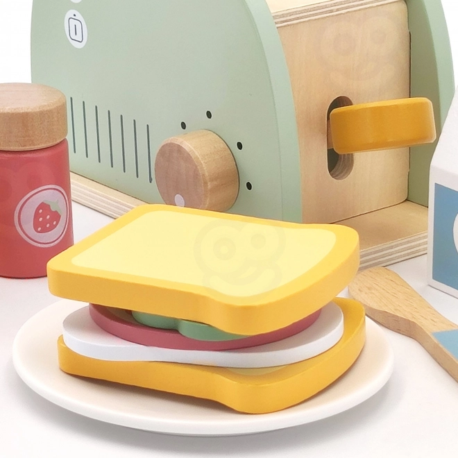 Hölzerner Toaster Pastell Frühstücksset von Tooky Toy