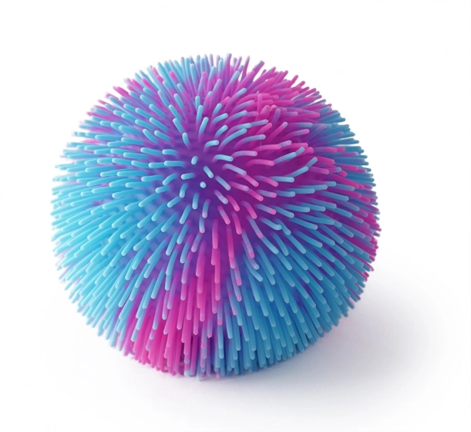 Leuchtender Regenbogenhaarball in Pink und Blau