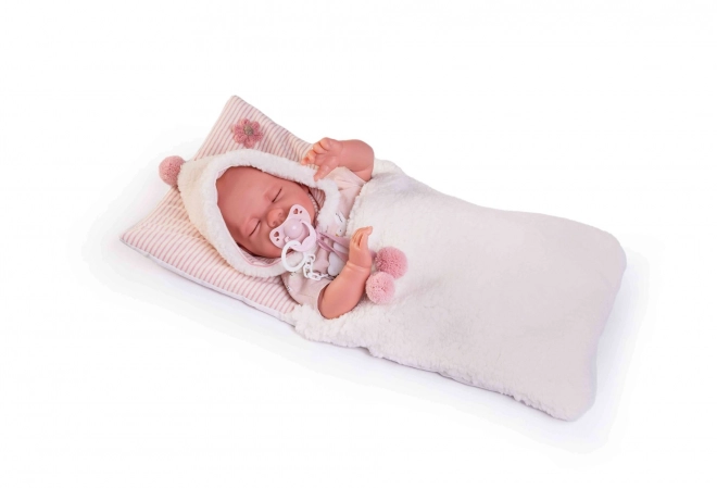 Luna - realistische schlafende Babypuppe mit weichem Stoffkörper - 42 cm