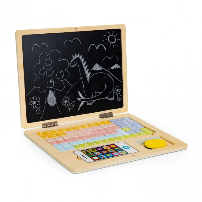 Holz-Magnet-Lern-Laptop mit Telefon und Buchstaben ECOTOYS