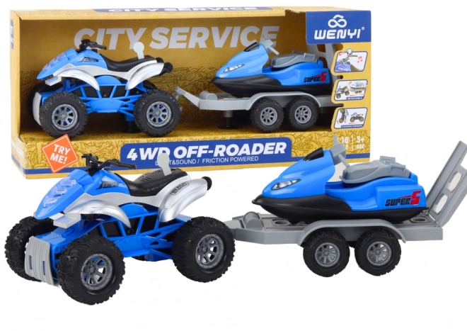 Quad mit Anhänger für Boots- und Jetski-Transport