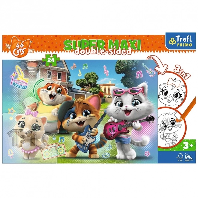 Doppelseitiges Puzzle 44 Cats SUPER MAXI 24 Teile