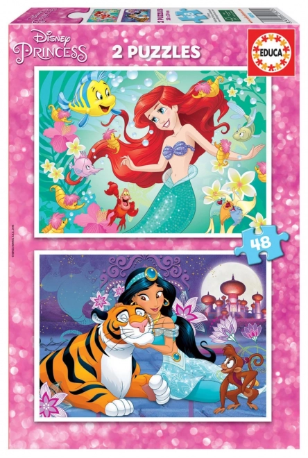 Disney Prinzessinnen Puzzle: Arielle und Jasmin 2x48 Teile