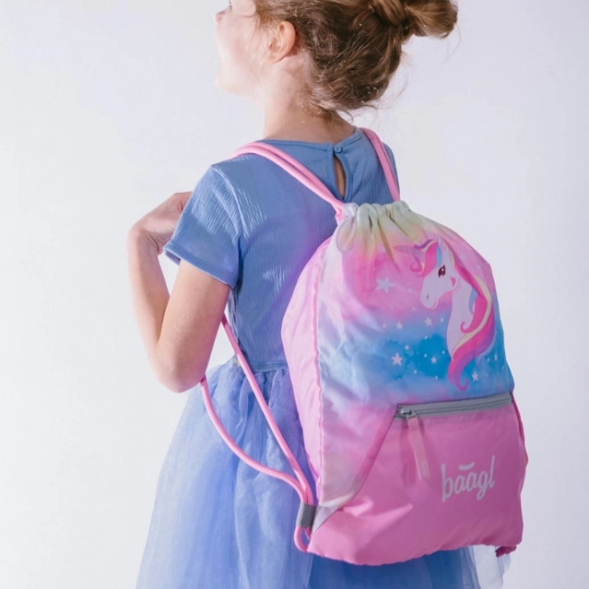 Set 3 BAAGL Zippy plus Rainbow Unicorn: Schultasche, Federmäppchen und Beutel