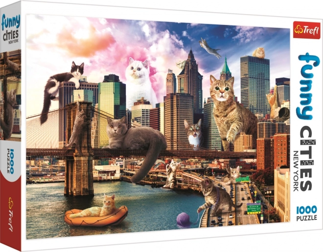 Legrační Städte Puzzle: Katzen in New York - 1000 Teile