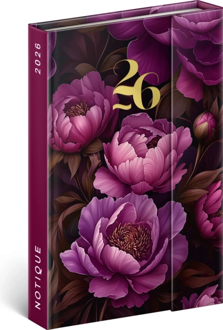 Magnetischer Wochenkalender Lila Blumen 2026, 11 x 16 cm