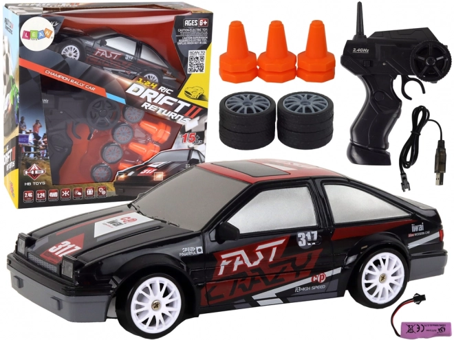 Zuverlässiges ferngesteuertes Sportauto im Maßstab 1:24 mit austauschbaren Rädern