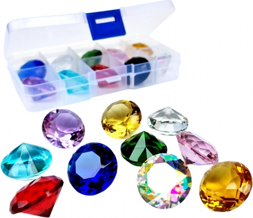 Set aus farbigen dekorativen Diamanten in Box, 10 Stk.