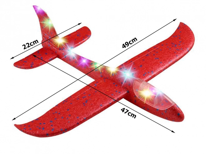 47cm Styropor-Flugzeug leuchtende led Segelflugzeug Pfeil groß – Rot
