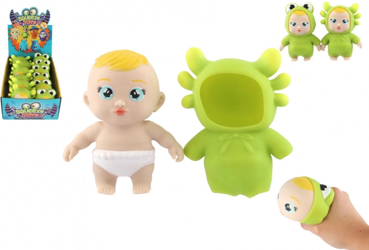 Antistress-Knetsilikon-Spielzeug – Baby im Tierkostüm 14 cm