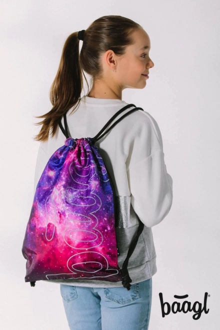 Baagl 5-teiliges Set Skate Galaxy: Rucksack, Federmäppchen, Beutel, Mappe, Geldbörse