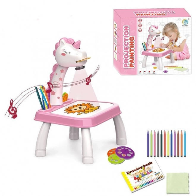 Projektor Einhorn Malkünstler Tischtafel Pink