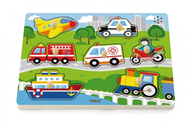 Viga Holzpuzzle mit Geräuschen Fahrzeuge