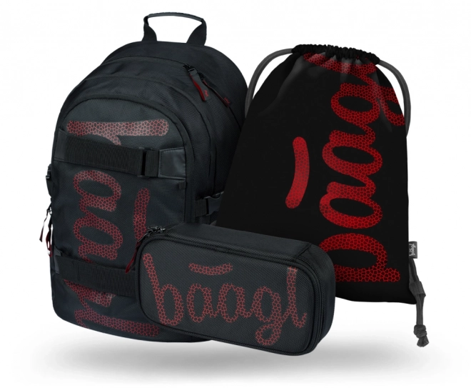 Baagl 3-teiliges Set Skateboard Skate Red