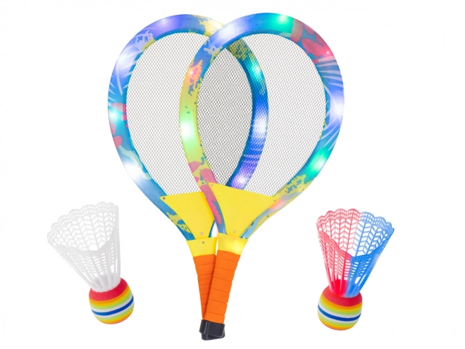 Leuchtende LED-Badmintonschläger mit Federbällen