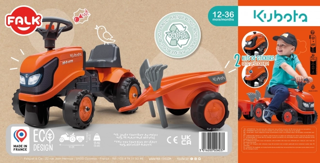 Baby-Kubota-Trettraktor mit Anhänger
