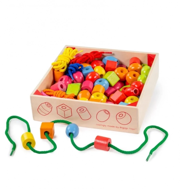 Bigjigs Toys Bunte Holzperlen in einer Dose