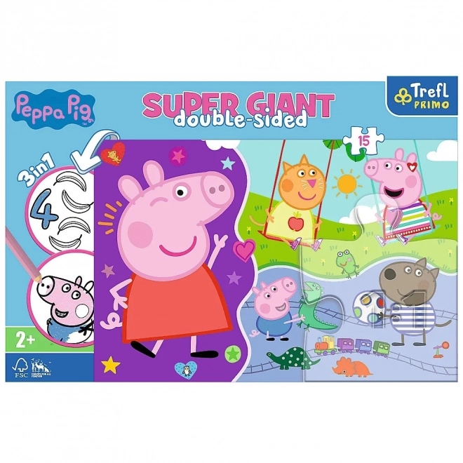 Doppelseitiges Puzzle Peppa Pig Super Giant 15 Teile