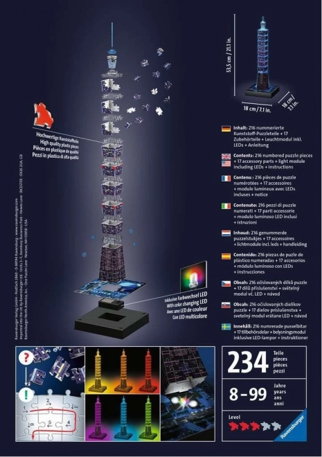 Ravensburger Leuchtendes 3D-Puzzle Taipei 101 - Nacht-Edition