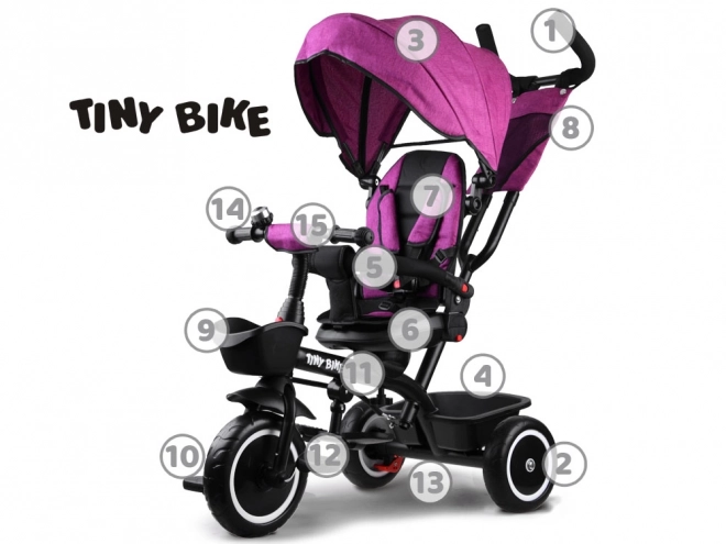 Kinder-Dreirad Tiny Bike 3-in-1 mit Verdeck – rosa