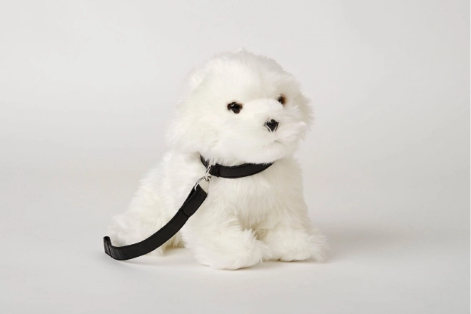 Weicher Malteserhund mit Leine, 28 cm