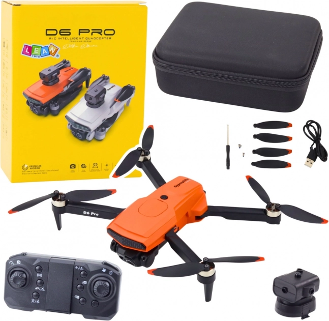 Drohne D6 Pro mit doppelk HD-Kamera und LED-Leuchten, orange