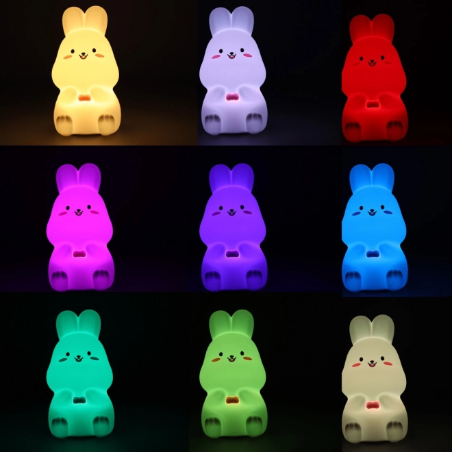 Kinder-Nachtlicht Silikon LED Hase Weiß-Rosa