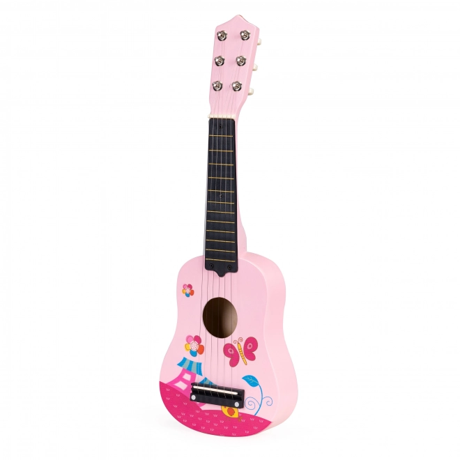 Kindergitarre aus Holz mit Metall-Saiten in Pink