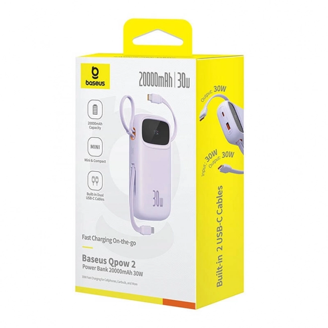Baseus QPow tragbare Powerbank 20000mAh 30W lila