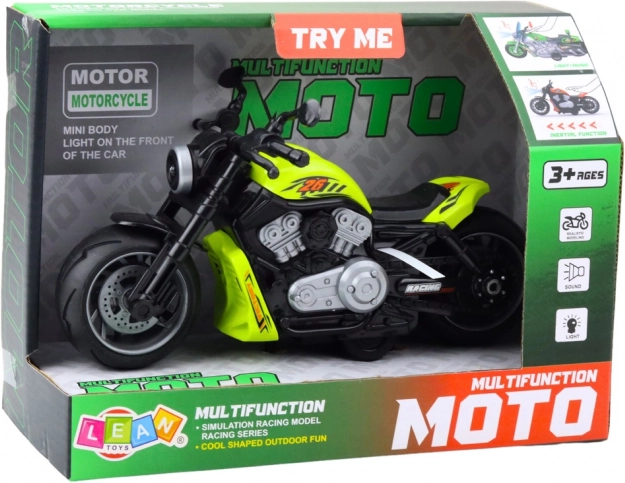 Grünes Motorraderspielzeug mit Effekten