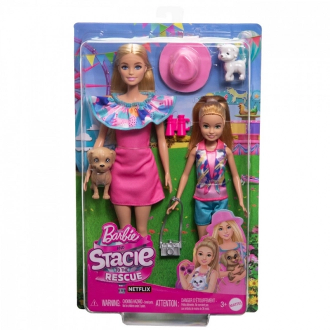 Barbie und Stacie Puppen-Set mit Hündchen